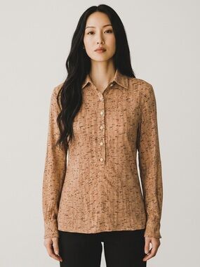 Vintage Made in Italy Rober Janan Long-Sleeve Button Front Top 79s vibes.